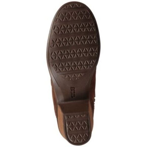 TEVA Womens Brown Waterproof Anaya Round Toe Block Heel Leather Riding Boot 5 - Picture 4 of 4